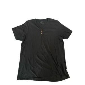 Cotton On Henley Tee Black Button Design Basic Men Shirt Size M